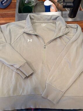 Under Armour Gray/Green Fleece Pullover with Embossed Logo